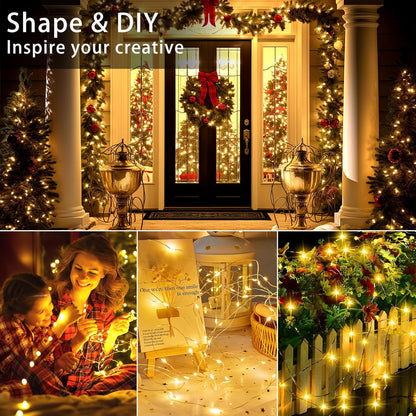 Skiennix 10 Ft 30 LED Fairy Lights - Waterproof Silver Wire Mini String Lights for DIY Crafts & Events | Warm White