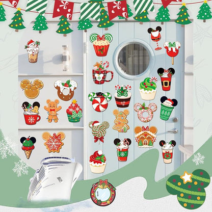 Mouse Christmas Cruise Door Magnets – 24 Pcs Gingerbread Ship Decorations