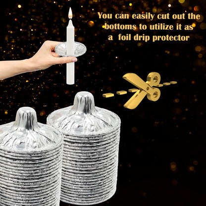 Dreidel Company Extra Heavy Disposable Candle Holders - 100 Pack Aluminum Foil Drip Cups