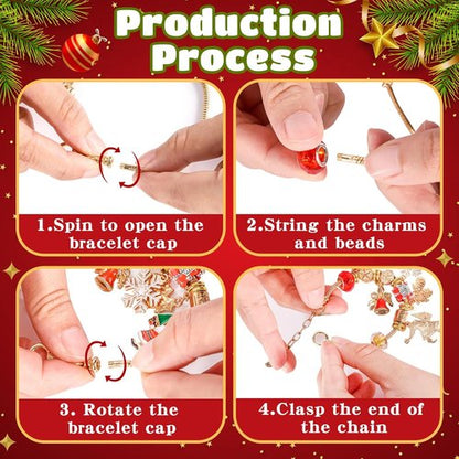 Advent Calendar Bracelets - 24-Day Christmas Countdown with DIY Charm Bracelets & Necklace Set for Teens