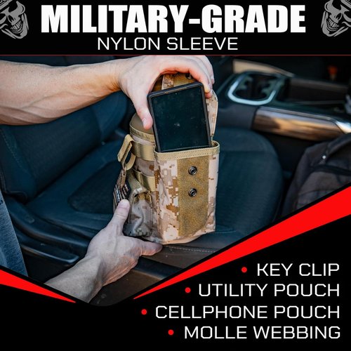 Iron Infidel Battle Bottle - Insulated 64 oz Tactical Stainless Steel Water Jug with Handle | Rugged Gym Bottle (MARPAT)