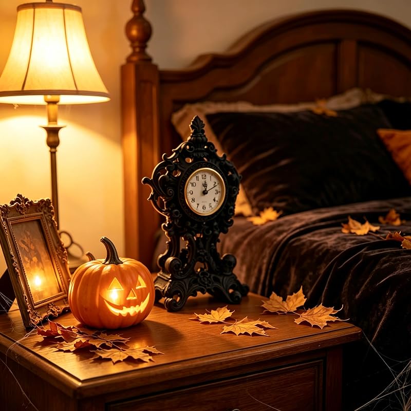 Halloween Skull Table Clock - Resin Skeleton Desk Clock