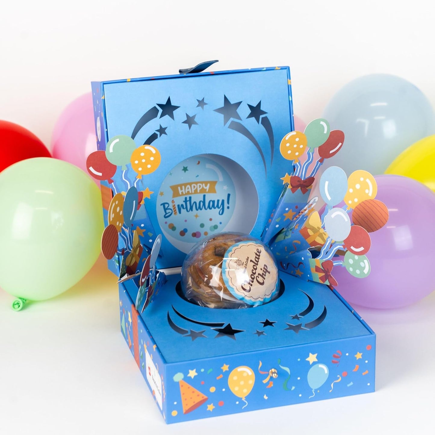 Send A Cake Happy Birthday Bloom Box | 4 Gourmet Cookies - Lemon, Peanut Butter, Chocolate Chip & Oatmeal - Ready to Gift, No Assembly Required