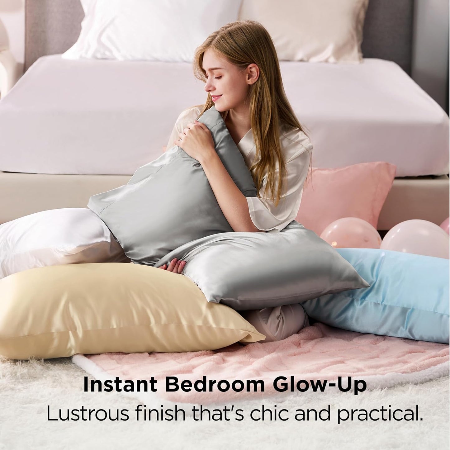Bedsure Satin Pillowcase - Luxurious Silk-Like Feel | Standard Size 20x26 Inches, Champagne Gold, 2 Pack