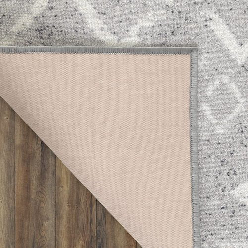 Antep Rugs Alfombras Non-Skid (Non-Slip) 5x7 Rubber Back Bohemian Distressed Moroccan Boho Low Pile Profile Indoor Area Rug (Silver, 5' x 7')