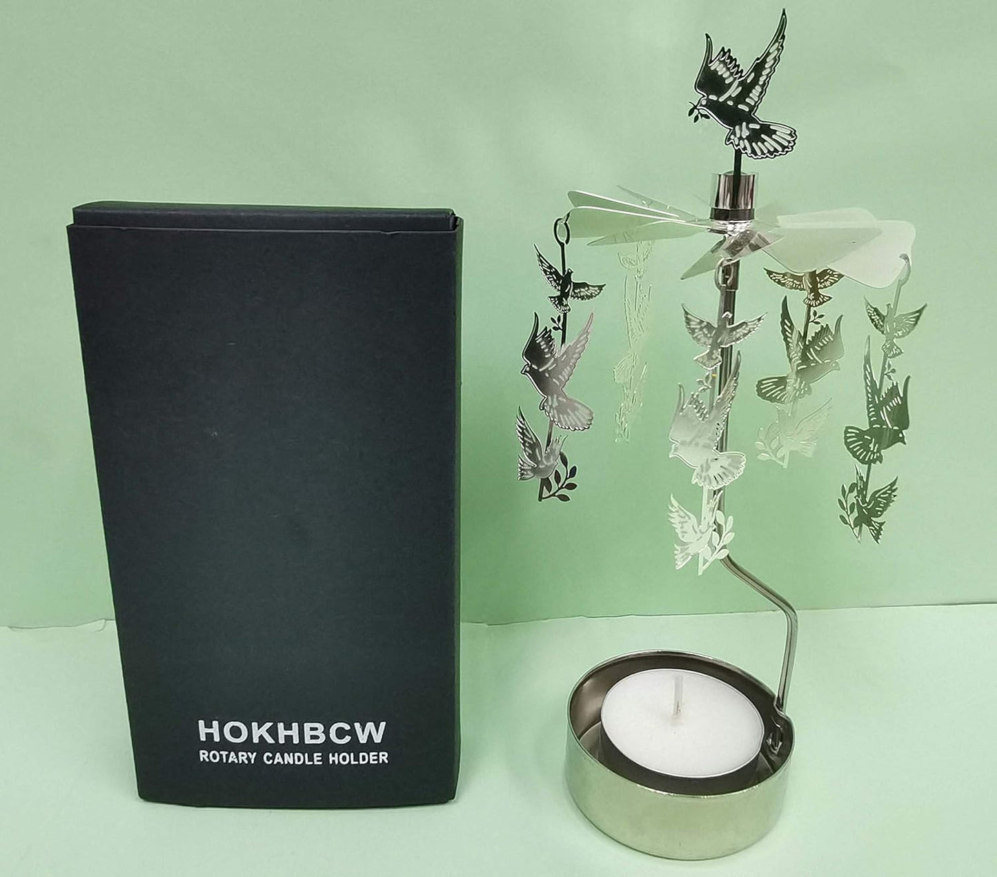 Skiennix Rotary Candle Holder - Spinning Metal Design | Small Dove of Peace Gift