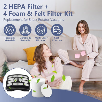 Shark Vacuum Filter Replacement - Pro Lift-Away NV500 Series | 2 Post Filters + 4 Foam & Felt Filters