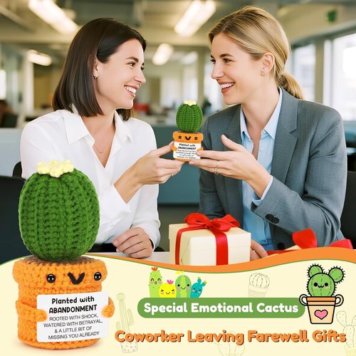 Farewell Gifts for Coworker Women Men Funny Leaving Going Away Goodbye Gifts for Coworker Work Bestie Friend Boss Nurse Teacher Retirement Moving Away Promotion Birthday Abandonment Cactus Decroration