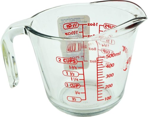 Anchor Hocking 2 Cup Glass Measuring Cup - Clear with Red Lettering | 16 Ounce Capacity