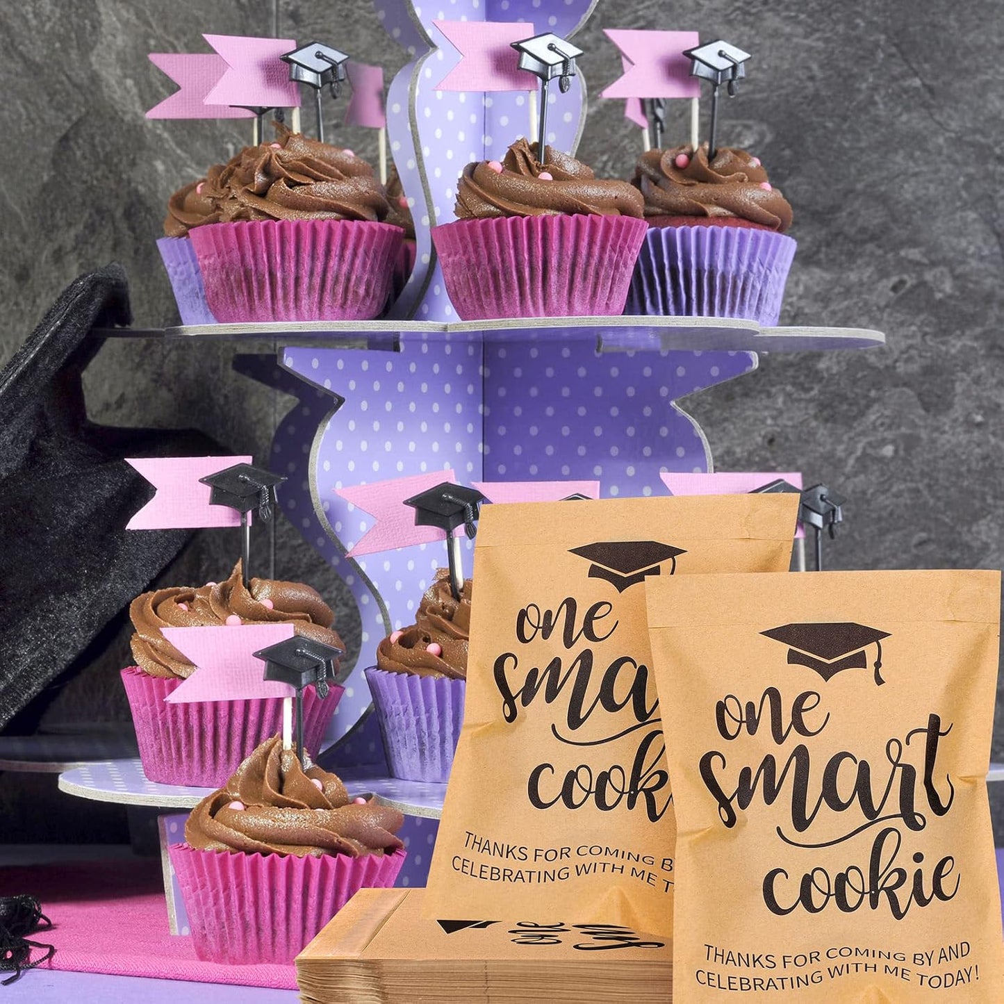 Whaline Graduation Candy Gift Bags - 100 Pack Self-Adhesive Treat Bags for 2026 Grad Party