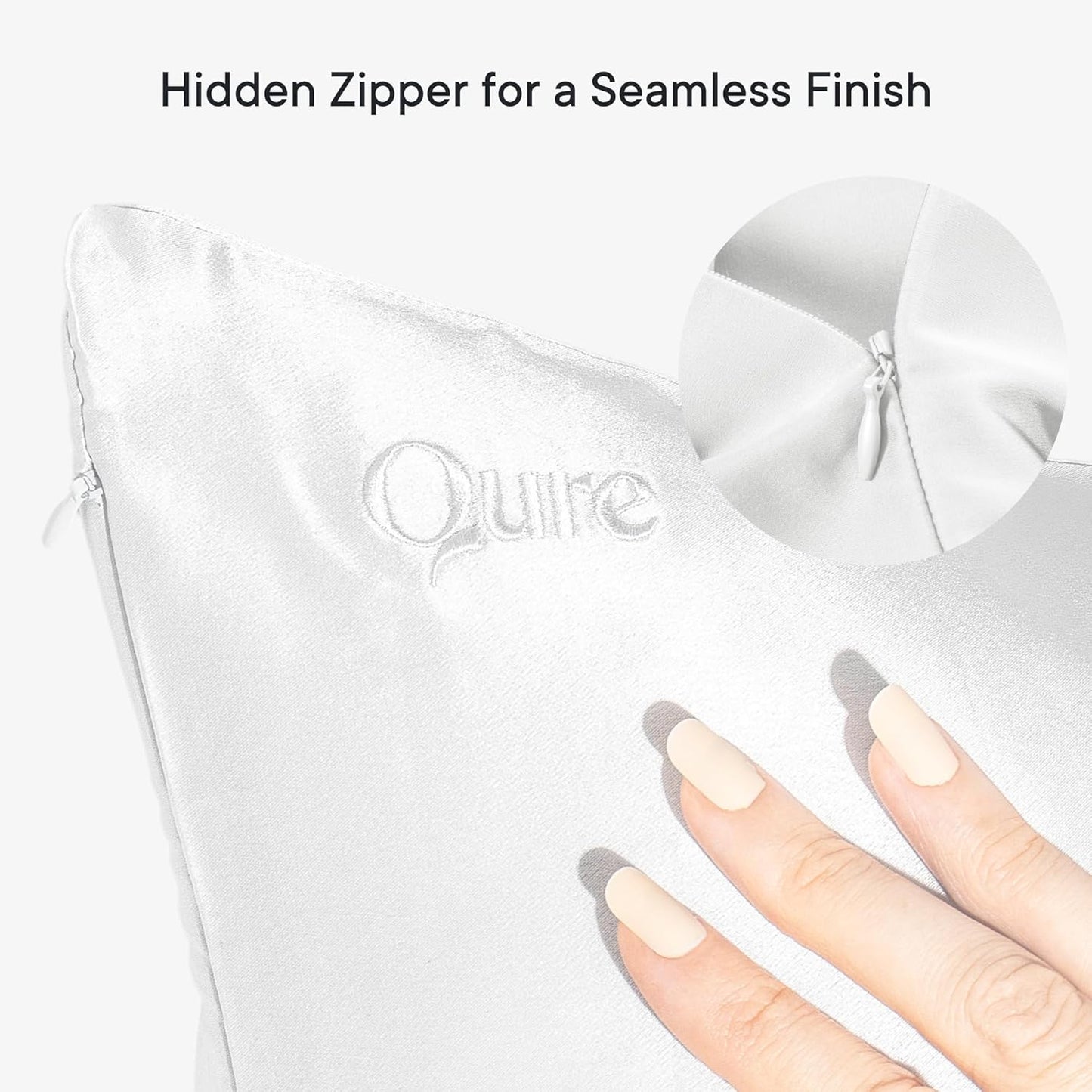 Qure Mulberry Silk Pillowcase - Anti-Acne Cooling Sleep for Hair & Skin | Standard Size, Hidden Zipper