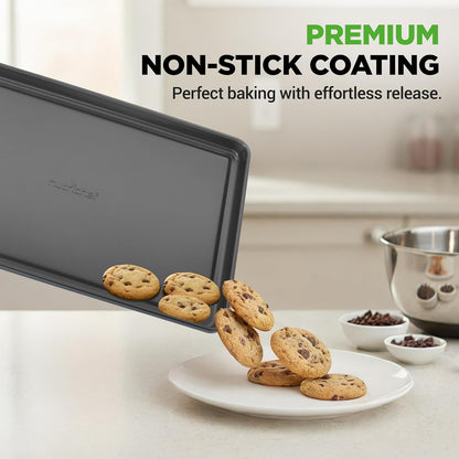 NutriChef 8-Piece Nonstick Bakeware Set - Premium Steel Baking Pans for Cakes, Muffins, Brownies & More - Black