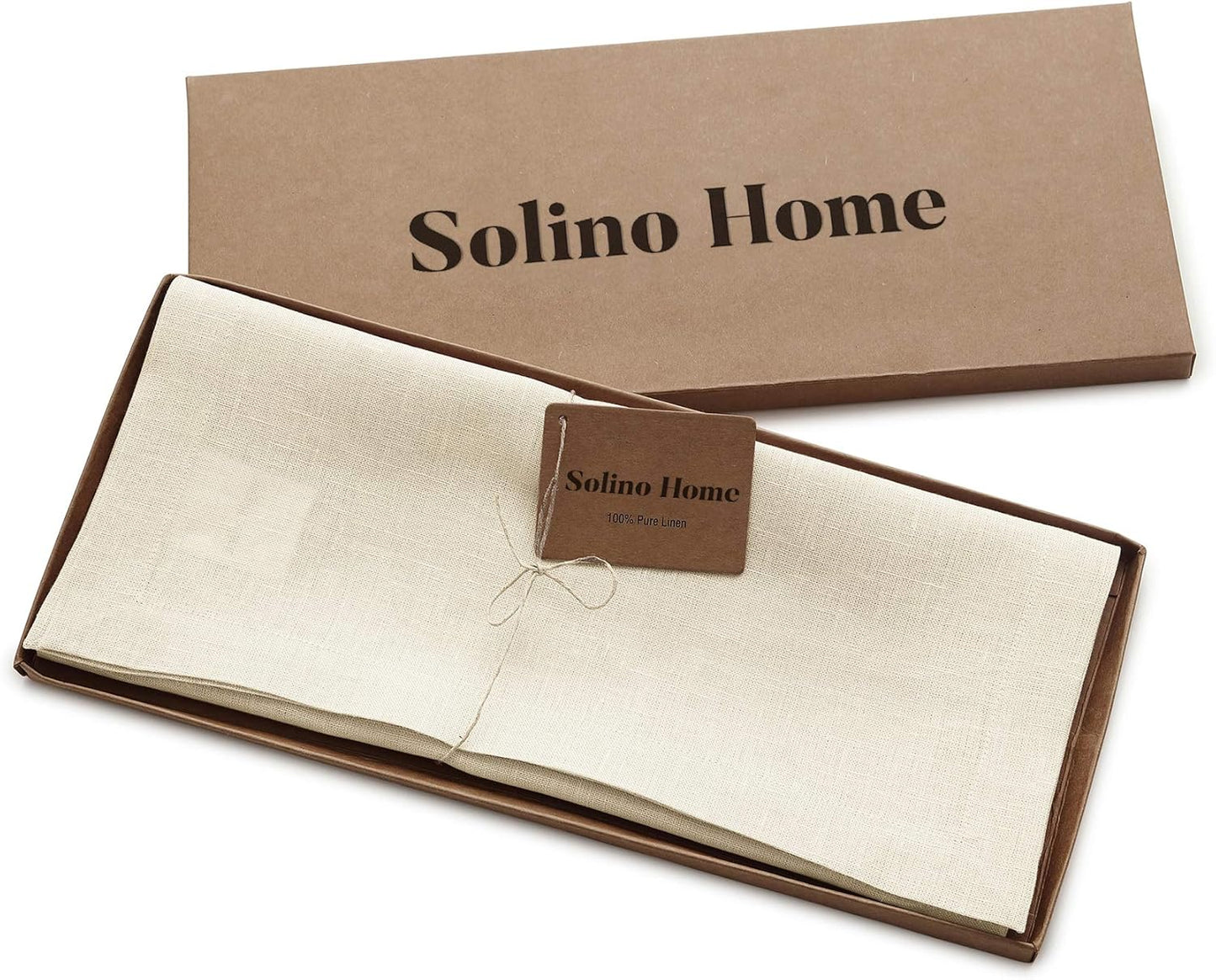 Solino Home Linen Table Runner - 100% Pure Ivory Linen, 14 x 90 Inches for Dining & Special Occasions