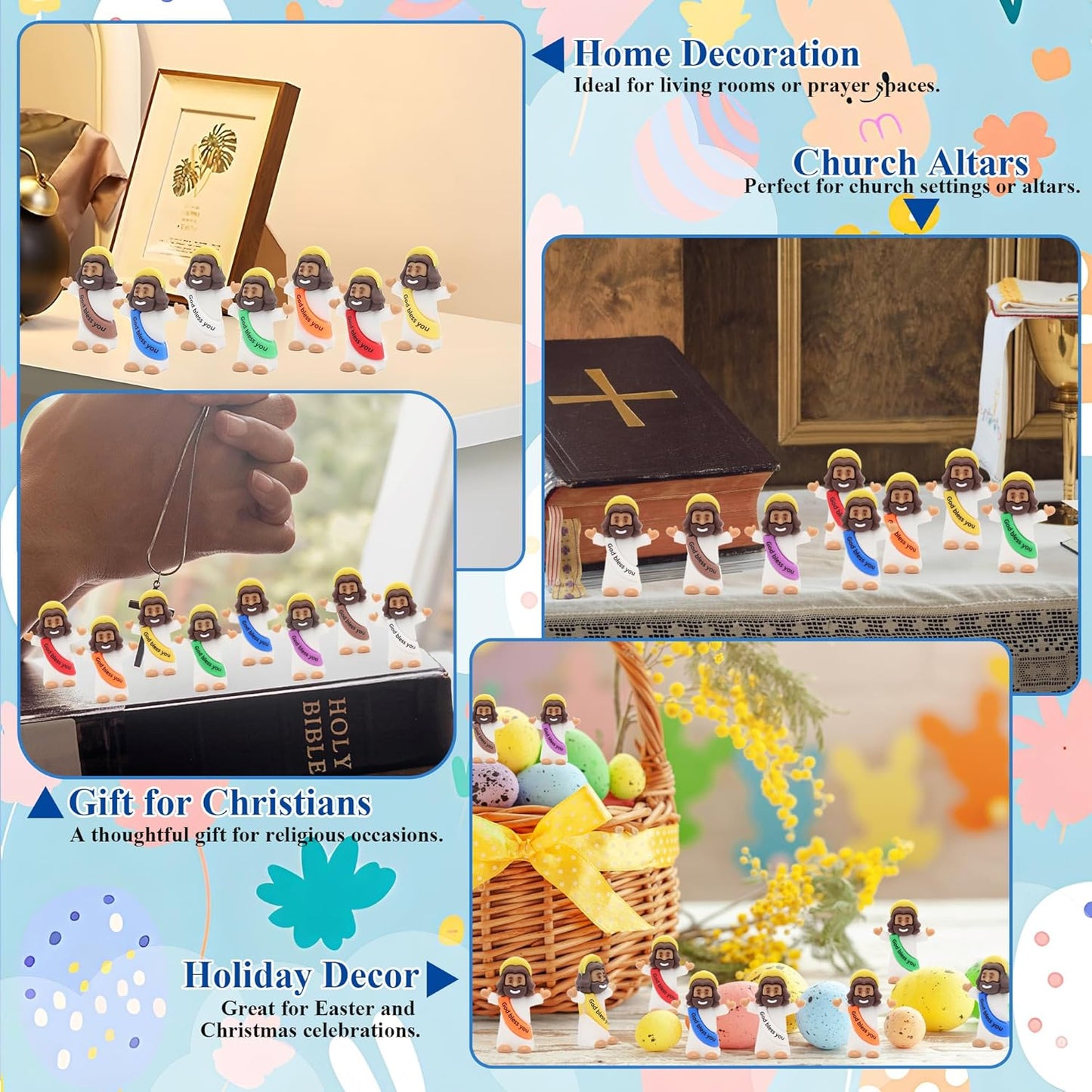 Yelakey Mini Jesus Figures - 100pcs Tiny Jesus Figurines for Baptism & Easter Decor | Classic Brown