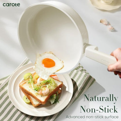 CAROTE 18Pcs Nonstick Ceramic Cookware Set, PFAS/PFOA Free, Cream White Pots and Pans Set Non Stick, Non-toxic Cookware,Kitchen Cooking Pan Set, Large Capacity