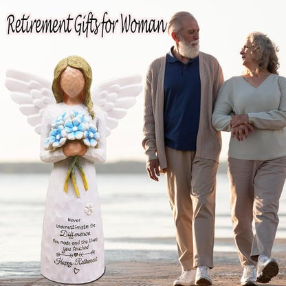 AUKEST Retirement Gifts for Women - 5.1” Blue Angel Figurine | Perfect Happy Retirement Decoration