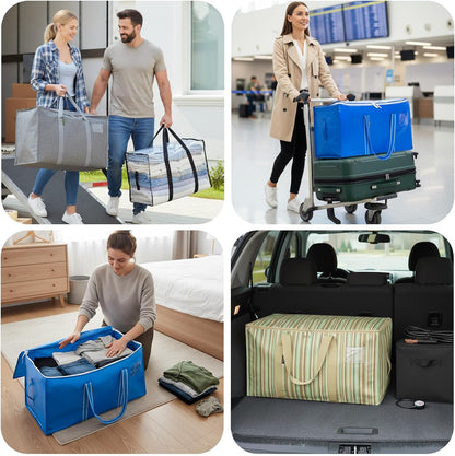 BALEINE Oversized Moving Bags - Heavy-Duty Storage Totes with Reinforced Handles | Royal Blue, 2-Pack