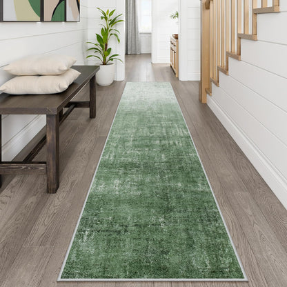 Lahome Green 2x10 Rug Runners for Hallways Non Slip, Boho Kitchen Runner Rugs Non Skid Washable, Modern Abstract Ombre Soft Carpet Runner for Bathroom Entryway Bedroom(2'x10',Green)