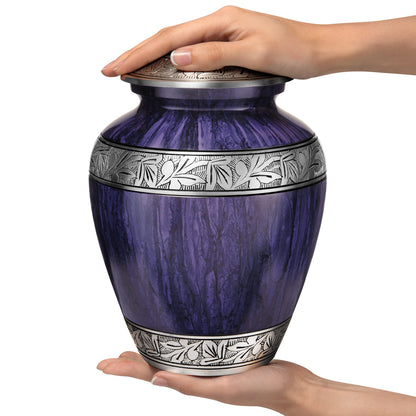 Purple Urns for Human Ashes Adult Large Standard Size Funeral Memorial Earns, Handcrafted Cremation Urns, Up to 200 lbs Adult Male Female Ashes, Burial Containers for Dad Women Men