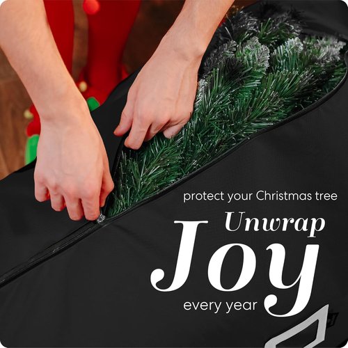 Handy Laundry - Rolling Tree Storage Bag for 7.5-Foot Christmas Tree | Zippered, Easy Transport with Wheels - Black