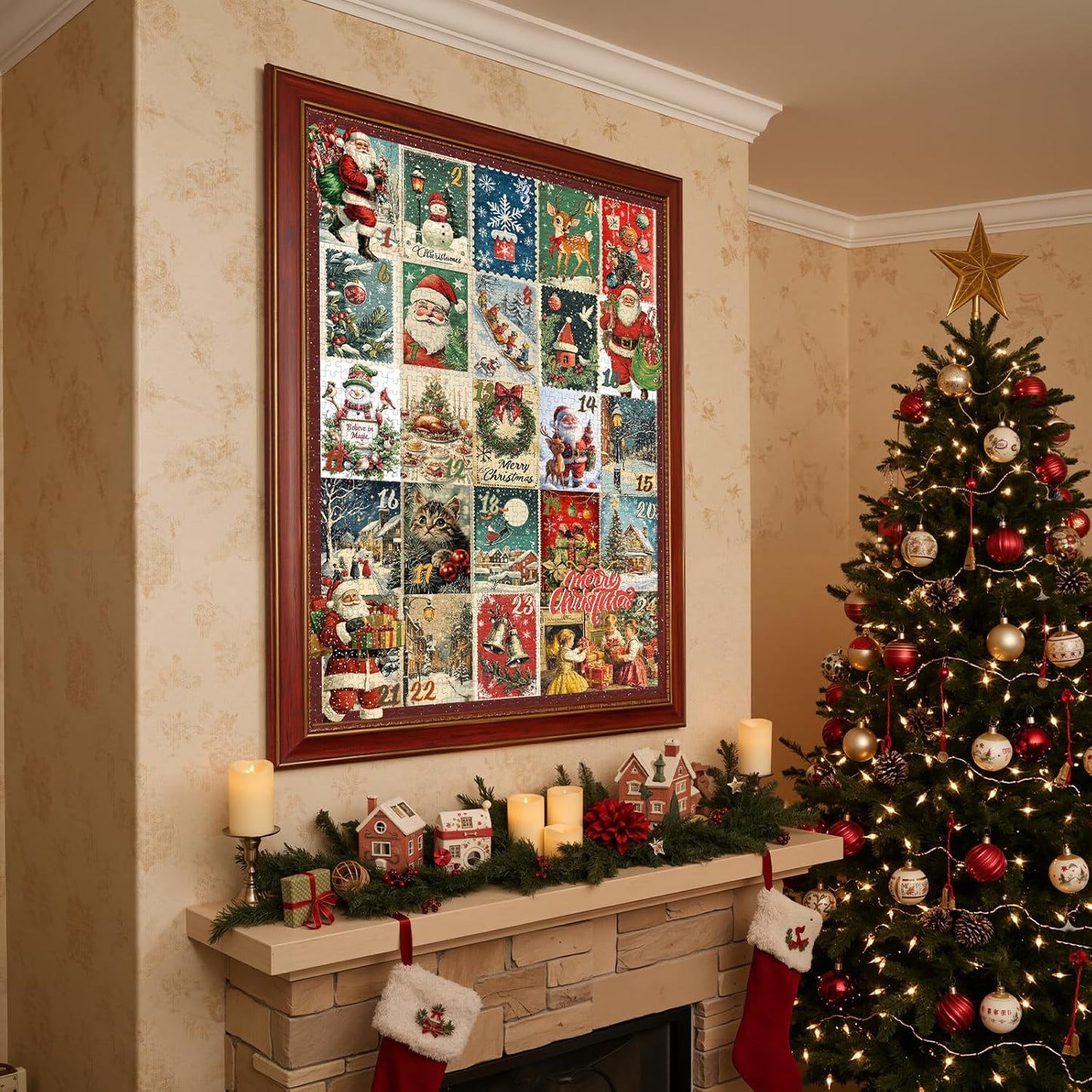 Regine Switzerland 1000-Piece Christmas Puzzle - Vintage Holiday Scenes | 19.2 x 26.6 in Family Fun