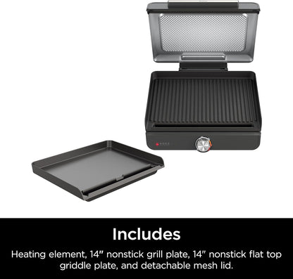 Ninja Electric Griddle & Indoor Grill - Nonstick 14” Cooking Surface for Steak, Burgers & Veggies