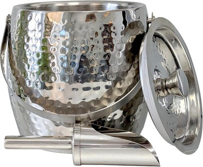 BREKX 3-QT Insulated Ice Buckets for Parties with Lid and Scoop - Iceberg Anchored Wine Chiller Champagne Bucket for Cocktail Bar, Metal Bucket with Lid, Non-Sweat