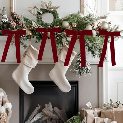 Artmag 24 Pcs Velvet Christmas Bows 5x7 in Burgundy - Rustic Wreath & Gift Decoration (Variation: Burgundy+5 x 7 Inch, Width 1")