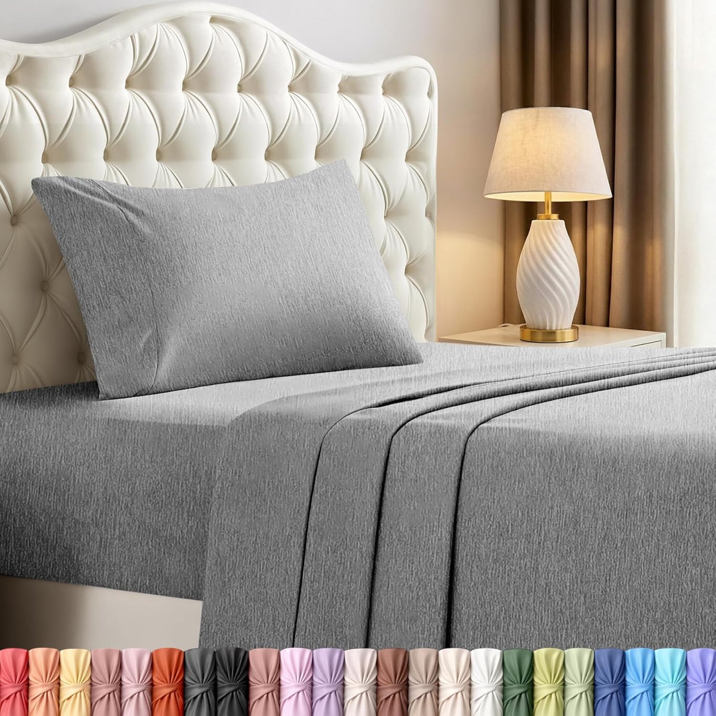 Utopia Bedding Twin Sheet Set - Soft & Breathable Microfiber, 3-Piece in Heather Grey | Oeko-Tex Certified