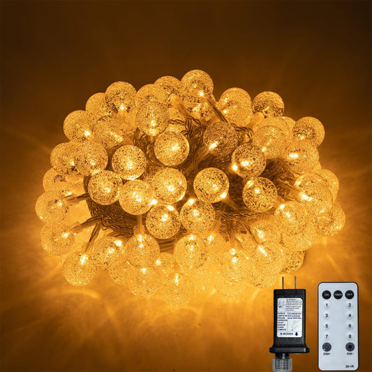 Ogrmar 100 LED Globe Ball String Lights - 49 Ft Crystal Bubble Lights with Remote & Timer for Indoor/Outdoor Decor