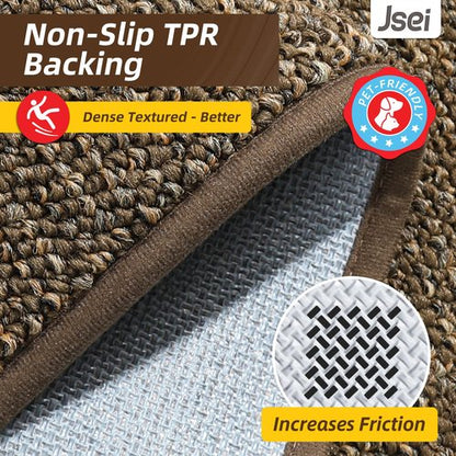 JSEI Dirt Trapper Door Mat 20"x32" Non-Slip Washable Entrance Mat, Dog Doormats, Absorbent & Fade-Resistant Floor Mats, Low Profile Welcome Mats for Entryway, Front Door, and Inside Entrance, Brwon