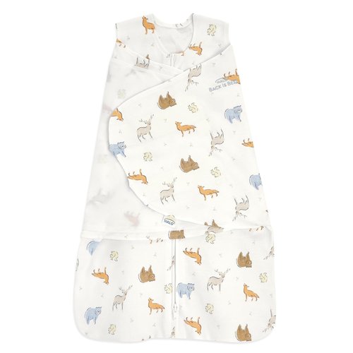 HALO 100% Cotton Sleepsack Swaddle - 3-Way Adjustable Wearable Blanket | Forest Friends, Newborn 0-3 Months
