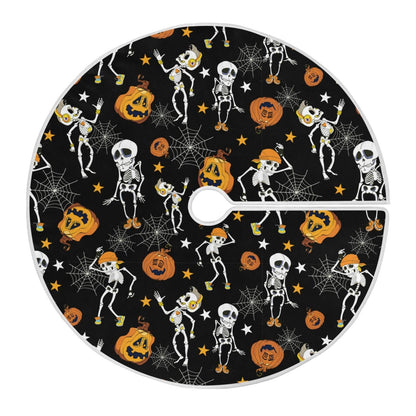 ALAZA Halloween Tree Skirt Decoration,Large Tree Skirt Ornament 47.2 Inch with Spooky Dancing Halloween Skeletons and Pumpkins Pattern for Halloween Party Holiday Home Decorations