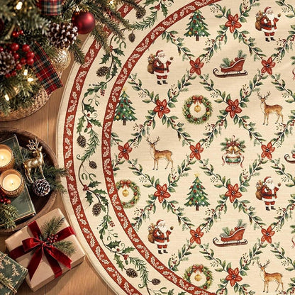 6ft Round Christmas Rug with Santa - Washable, Non-Slip Red Holiday Accent (Xmas Red+Round+6')