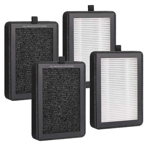 4 Pack LV-H128 Replacement Filter for Levoit Air Purifier, Compatible with LV-H128 / PUURVSAS (HM669A) / ROVACS (RV60) Air Purifier, 3 in 1 True HEPA Filtration System