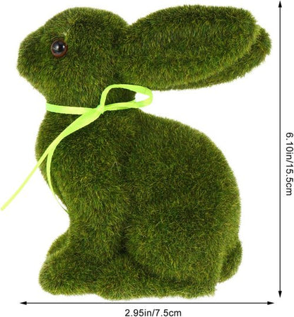 Flocked Easter Bunny Decor by Lifelike - Lifelike Green Moss Rabbit for Home, Office & Kids' Events