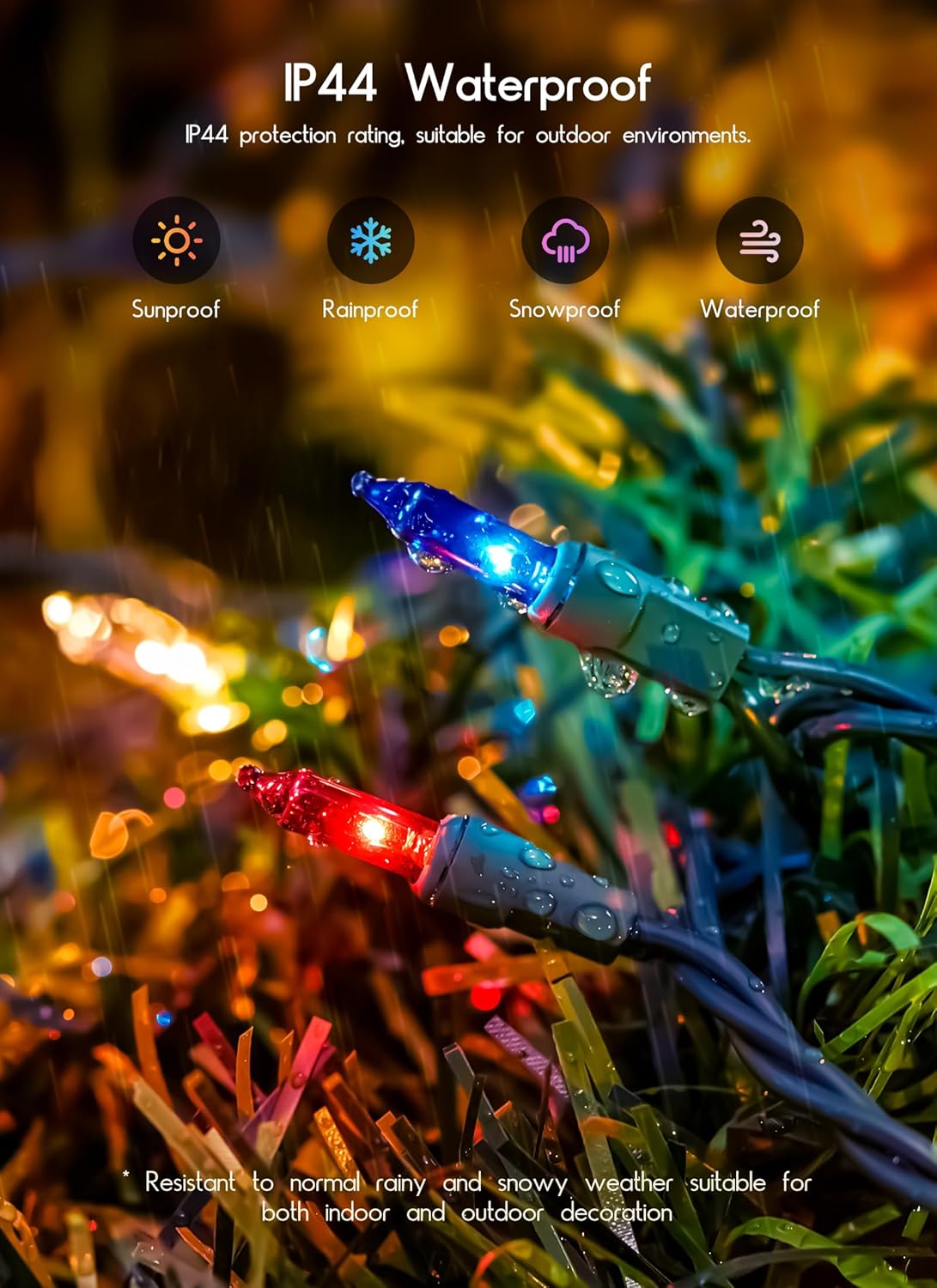 Minetom Christmas Lights - 100 Count Waterproof Mini String Lights for Indoor/Outdoor Holiday Decor | Red, White, Blue