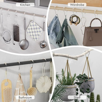 Amazer White Shower Curtain Hooks, Shower Curtain Hooks, Decorative Stainless Steel Shower Curtain Hooks for Bathroom, 12 PCS Shower Hooks for Curtain, Decorative Shower Hooks for Shower Curtain