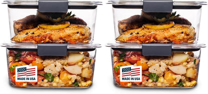 Rubbermaid Brilliance Food Storage Containers - Airtight & Leak-Proof, 4.7 Cup, Medium Deep, 4 Count