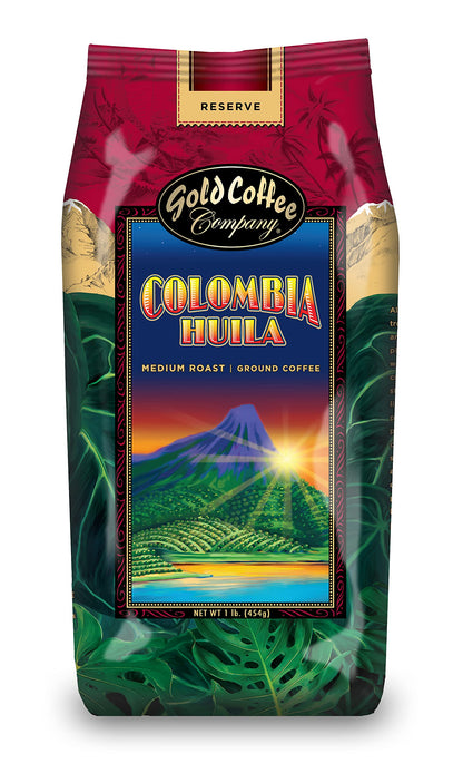 Gold Coffee Colombia Huila 1lb Medium Roast Ground Coffee