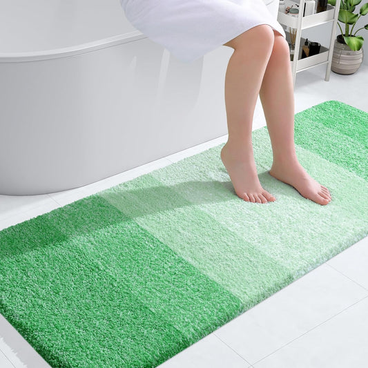 OLANLY Bathroom Runner Rug - Extra Soft Microfiber, Quick Dry, Rubber Backing | 59x24 Inches, Green