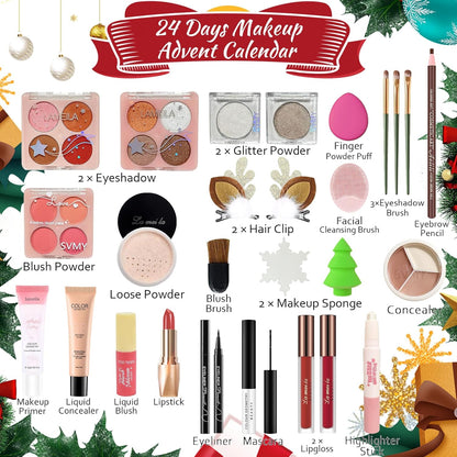 Skiennix Makeup Advent Calendar 2025 - 24 Days of Holiday Surprises for Women & Teens | Complete Gift Set