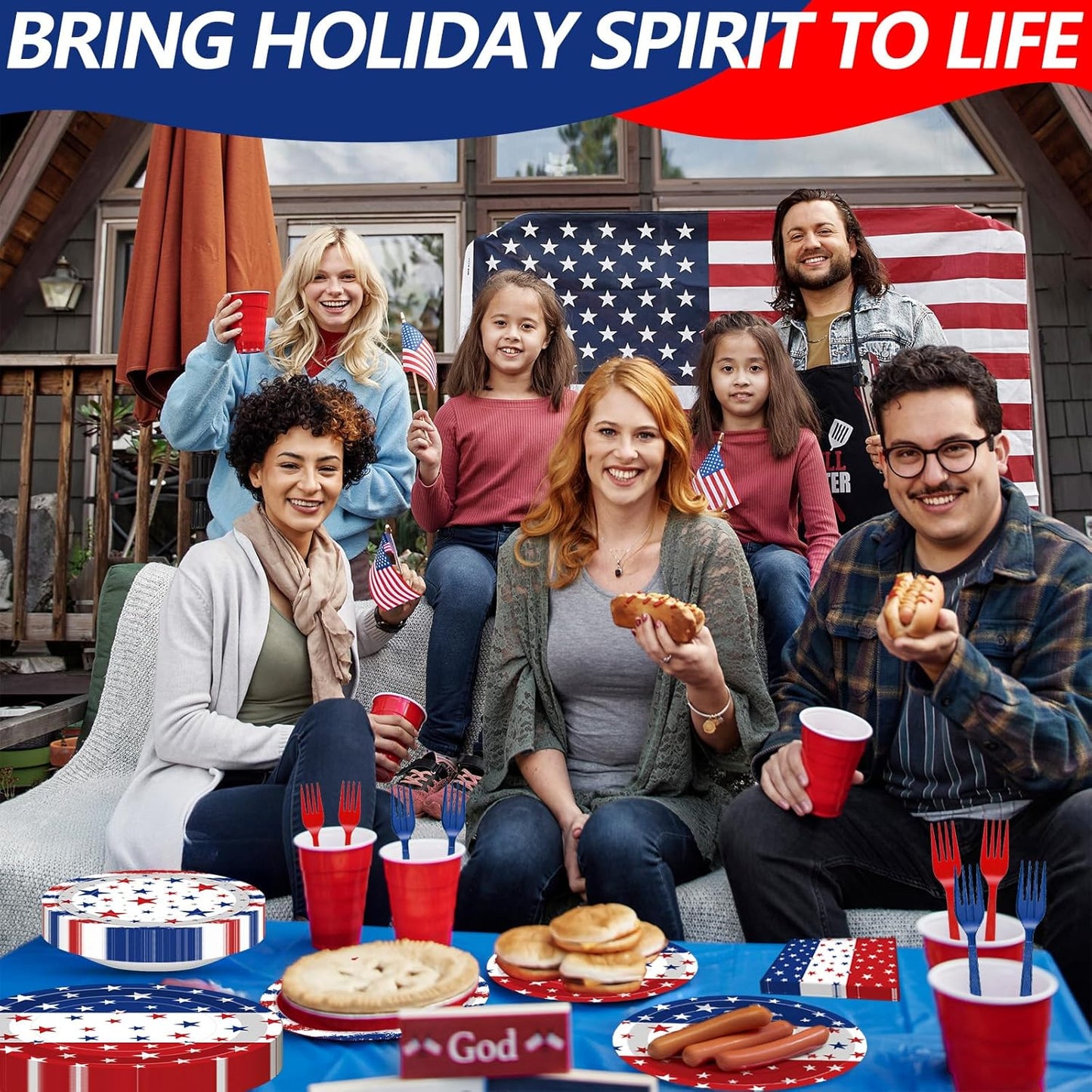 Regine Switzerland Patriotic Party Supplies Set - 100 Pcs Disposable Red, White, and Blue Tableware for 25 Guests | Perfect for 4th of July, Memorial Day, and Labor Day Celebrations