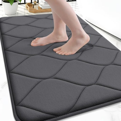 Smiry Memory Foam Bath Mat 30''x20'', Ultra Soft Non-Slip Bathroom Rug, Plush Water Absorbent Quick Dry and Machine Washable Floor Mat for Shower, Tub & Home Decor, Dark Grey