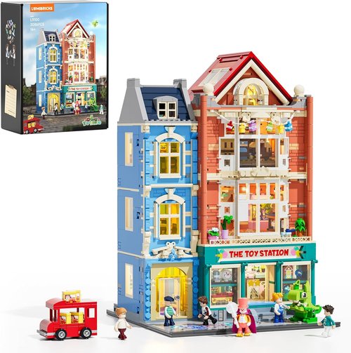 Lumibricks Building Bricks Set - City Town Modular Dollhouse with LED Light Display | 3086 Pcs Construction Kit for Teens & Adults