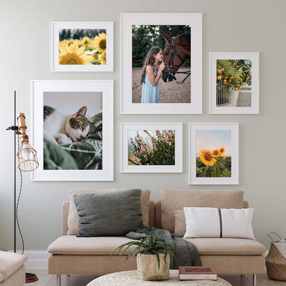 Upsimples 8x10 Picture Frame Set of 5 - Versatile Wall Gallery Frames for 5x7 or 8x10 Photos | White