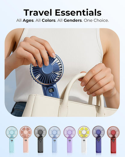 TUNISE Portable Handheld Fan - Rechargeable 4000mAh Battery | 180° Adjustable, 6-Speed, Quiet Design