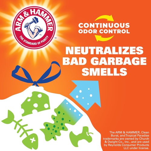 Hefty Ultra Strong 13 Gallon Trash Bags - Odor Control & Drawstring Closure | 110 Count, Clean Burst Scent