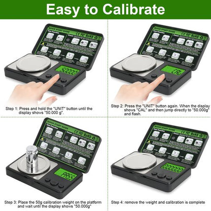 0.001g/50g Digital Milligram Scale, Muaket Portable Micro Scales with Display, High Precision Laboratory Scale for Powder, Medicine, Reloading, Mg Scale 6 Units, Tare, Cal Weight Included