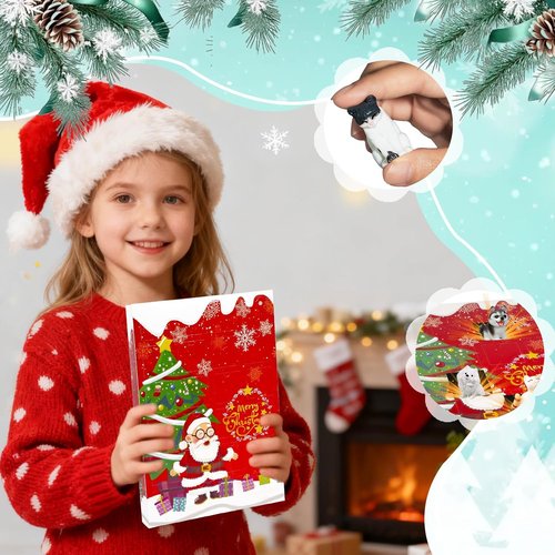 Bbiamsleep Christmas Advent Calendar - 24 Mini Cat & Dog Figurines for Festive Countdown | Holiday Home Decor